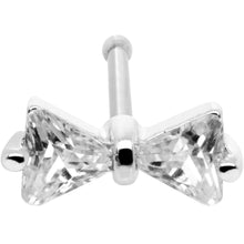 Load image into Gallery viewer, 20G 1/4 Clear CZ Gem Bow Tie Formal Nose Bone
