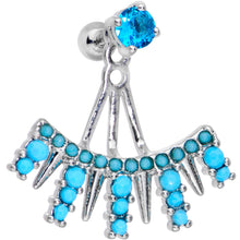 将图片加载到图库查看器，1/4 Aqua Gem Darling Fan Dangle Cartilage Tragus Piercing
