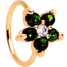 Load image into Gallery viewer, 5/16 Green Faux Opal CZ Rose Gold IP Flower Seamless Circular Ring
