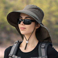 Load image into Gallery viewer, One Size Women Wide Large Sun Hat Bucket Hat Summer Outdoor Fishing Hiking UV Anti Neck Protection Shawl Wide Hat UV Sun Protection Safari Unisex Cap Ladies Hat Sport Summer Hat
