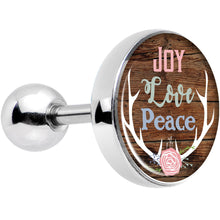 Load image into Gallery viewer, 16G 1/4 Joy Love Peace Antlers Tragus Cartilage Earring
