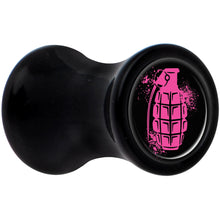 Load image into Gallery viewer, Black Acrylic Pink Grenade Saddle Plug Set 4G
