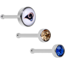 Load image into Gallery viewer, 20G Licensed NFL Los Angeles Rams Logo Nose Bone 3 Pack Set
