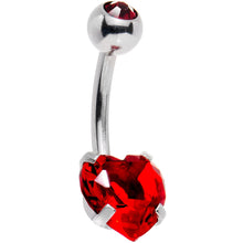 将图片加载到图库查看器，Clear Red CZ Gem Sweet Heart Sweep Dangle Belly Ring

