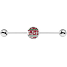 Load image into Gallery viewer, 14G Red Green Christmas Sweater Industrial Barbell 37mm

