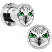 Load image into Gallery viewer, Black White Owl Steel Screw Fit Plug Set 2G
