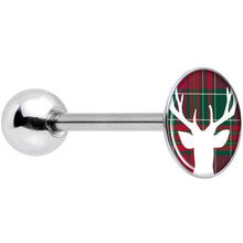 Load image into Gallery viewer, Red Green Plaid Reindeer Barbell Tongue Ring
