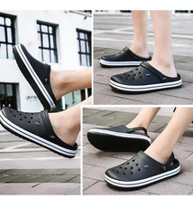 将图片加载到图库查看器，Outdoor Mens Sandals Clogs Summer Hole Shoes Rubber Men's Garden Shoes Black Beach Flat Sandals Slippers Work Summer Breathable Lightweight Quick Drying Sandals

