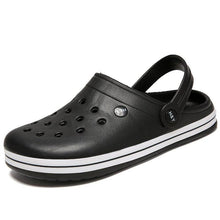 将图片加载到图库查看器，Outdoor Mens Sandals Clogs Summer Hole Shoes Rubber Men's Garden Shoes Black Beach Flat Sandals Slippers Work Summer Breathable Lightweight Quick Drying Sandals

