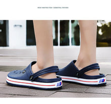 将图片加载到图库查看器，Outdoor Mens Sandals Clogs Summer Hole Shoes Rubber Men's Garden Shoes Black Beach Flat Sandals Slippers Work Summer Breathable Lightweight Quick Drying Sandals
