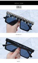 Load image into Gallery viewer, Oversize Square Crystal Sunglasses, Flat Top Oversized Sunglasses In Different Shades New Sun Wear Crystal Diamond Luxury Style Shades
