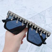 Load image into Gallery viewer, Oversize Square Crystal Sunglasses, Flat Top Oversized Sunglasses In Different Shades New Sun Wear Crystal Diamond Luxury Style Shades
