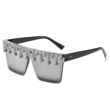 Load image into Gallery viewer, Oversize Square Crystal Sunglasses, Flat Top Oversized Sunglasses In Different Shades New Sun Wear Crystal Diamond Luxury Style Shades
