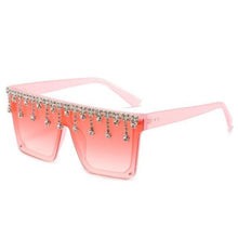 Load image into Gallery viewer, Oversize Square Crystal Sunglasses, Flat Top Oversized Sunglasses In Different Shades New Sun Wear Crystal Diamond Luxury Style Shades
