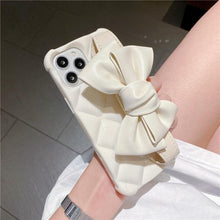 Load image into Gallery viewer, Oversized Beautiful Cute Bowknot Ribbon Cute Unique Pattern Case Soft Lightweight Leather Wrist Holder Stand Soft Phone Case For iPhone 14 13 7 8 Plus X XS XR MAX 11 Pro Phone Case
