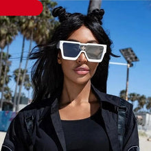 Load image into Gallery viewer, Oversized Square Shape Sunglasses For Women &amp; Men New  Luxury Design Sun Glasses For Female New Fashionable  Large Frame Silver Mirror Eyewear
