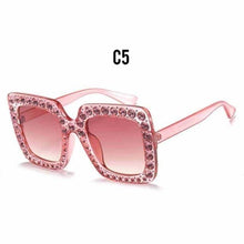 Load image into Gallery viewer, Oversized Sunglasses Square Diamond Sunglasses Women Retro Sunglasses Luxury &amp; Diamond Square Shape Sunglasses For Women Branded Attractive Any Size Crystal Sun Glasses For Ladies Gradient Classic Mirror &amp; Decent Shades

