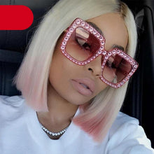 Load image into Gallery viewer, Oversized Sunglasses Square Diamond Sunglasses Women Retro Sunglasses Luxury &amp; Diamond Square Shape Sunglasses For Women Branded Attractive Any Size Crystal Sun Glasses For Ladies Gradient Classic Mirror &amp; Decent Shades
