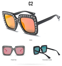 Load image into Gallery viewer, Oversized Sunglasses Square Diamond Sunglasses Women Retro Sunglasses Luxury &amp; Diamond Square Shape Sunglasses For Women Branded Attractive Any Size Crystal Sun Glasses For Ladies Gradient Classic Mirror &amp; Decent Shades
