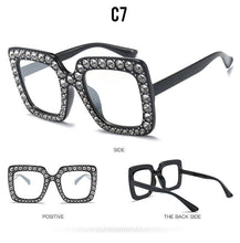 Load image into Gallery viewer, Oversized Sunglasses Square Diamond Sunglasses Women Retro Sunglasses Luxury &amp; Diamond Square Shape Sunglasses For Women Branded Attractive Any Size Crystal Sun Glasses For Ladies Gradient Classic Mirror &amp; Decent Shades
