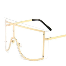 将图片加载到图库查看器，Oversized Women Blue &amp; Yellow Gradient Sunglasses  Fashionable Rimless In Metal For Female New Shades Personality Eyewear
