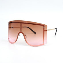 将图片加载到图库查看器，Oversized Women Blue &amp; Yellow Gradient Sunglasses  Fashionable Rimless In Metal For Female New Shades Personality Eyewear
