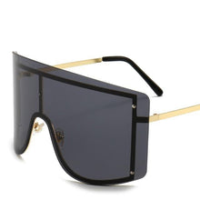 将图片加载到图库查看器，Oversized Women Blue &amp; Yellow Gradient Sunglasses  Fashionable Rimless In Metal For Female New Shades Personality Eyewear
