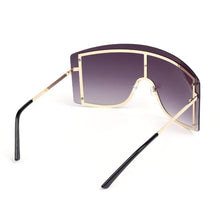 将图片加载到图库查看器，Oversized Women Blue &amp; Yellow Gradient Sunglasses  Fashionable Rimless In Metal For Female New Shades Personality Eyewear
