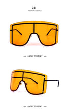将图片加载到图库查看器，Oversized Women Blue &amp; Yellow Gradient Sunglasses  Fashionable Rimless In Metal For Female New Shades Personality Eyewear
