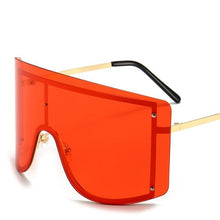 将图片加载到图库查看器，Oversized Women Blue &amp; Yellow Gradient Sunglasses  Fashionable Rimless In Metal For Female New Shades Personality Eyewear
