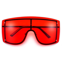 将图片加载到图库查看器，Oversized Women Blue &amp; Yellow Gradient Sunglasses  Fashionable Rimless In Metal For Female New Shades Personality Eyewear
