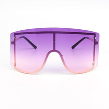 将图片加载到图库查看器，Oversized Women Blue &amp; Yellow Gradient Sunglasses  Fashionable Rimless In Metal For Female New Shades Personality Eyewear
