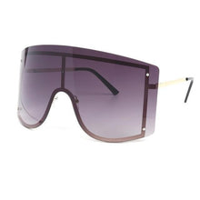 将图片加载到图库查看器，Oversized Women Blue &amp; Yellow Gradient Sunglasses  Fashionable Rimless In Metal For Female New Shades Personality Eyewear

