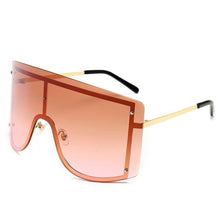 将图片加载到图库查看器，Oversized Women Blue &amp; Yellow Gradient Sunglasses  Fashionable Rimless In Metal For Female New Shades Personality Eyewear
