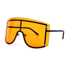 将图片加载到图库查看器，Oversized Women Blue &amp; Yellow Gradient Sunglasses  Fashionable Rimless In Metal For Female New Shades Personality Eyewear
