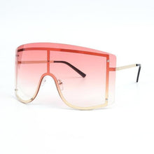 将图片加载到图库查看器，Oversized Women Blue &amp; Yellow Gradient Sunglasses  Fashionable Rimless In Metal For Female New Shades Personality Eyewear

