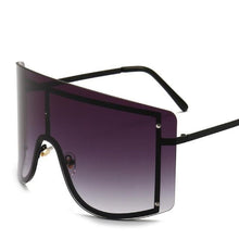 将图片加载到图库查看器，Oversized Women Blue &amp; Yellow Gradient Sunglasses  Fashionable Rimless In Metal For Female New Shades Personality Eyewear
