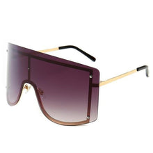将图片加载到图库查看器，Oversized Women Blue &amp; Yellow Gradient Sunglasses  Fashionable Rimless In Metal For Female New Shades Personality Eyewear
