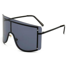 将图片加载到图库查看器，Oversized Women Blue &amp; Yellow Gradient Sunglasses  Fashionable Rimless In Metal For Female New Shades Personality Eyewear
