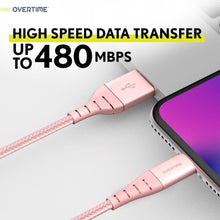 Load image into Gallery viewer, Overtime Apple MFi Certified iPhone Charger 6ft Long Nylon Braided Lightning Cable
