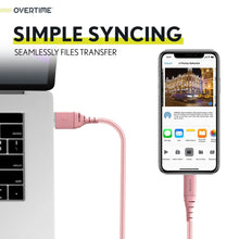 Load image into Gallery viewer, Overtime Apple MFi Certified iPhone Charger 6ft Long Nylon Braided Lightning Cable
