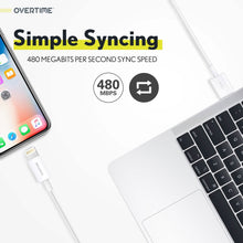 Load image into Gallery viewer, Overtime MFI Certified USB C to Lightning 6ft cable, Fast Charging &amp; Data Transfer - White
