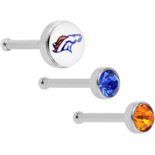 Load image into Gallery viewer, 20G Licensed NFL Denver Broncos Logo Nose Bone 3 Pack Set

