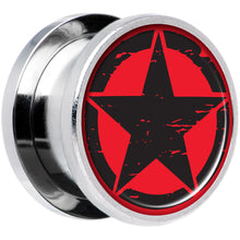 将图片加载到图库查看器，Black Red Distressed Star Steel Screw Fit Plug Set 9/16
