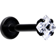 Load image into Gallery viewer, 16G 5/16 Clear Gem Black Anodized Raised Rhombus Labret Monroe
