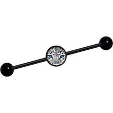 Load image into Gallery viewer, 14G Black White Leopard Eyes Black Industrial Barbell 37mm
