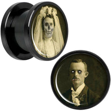 将图片加载到图库查看器，Undead Bride and Groom Halloween Black Anodized Plug Set 1/2
