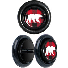 将图片加载到图库查看器，Red Black Plaid Polar Bear Black Cheater Plug Set
