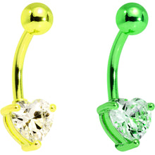 Load image into Gallery viewer, Clear Cubic Zirconia Gem Multicolor Heart Belly Ring Set of 5
