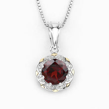 Load image into Gallery viewer, 2.32 Carat Genuine Garnet and White Diamond 14K Yellow Gold with .925 Sterling Silver Pendant
